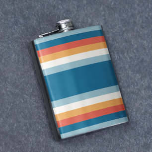 Blue Uniform Stripes Hip Flask