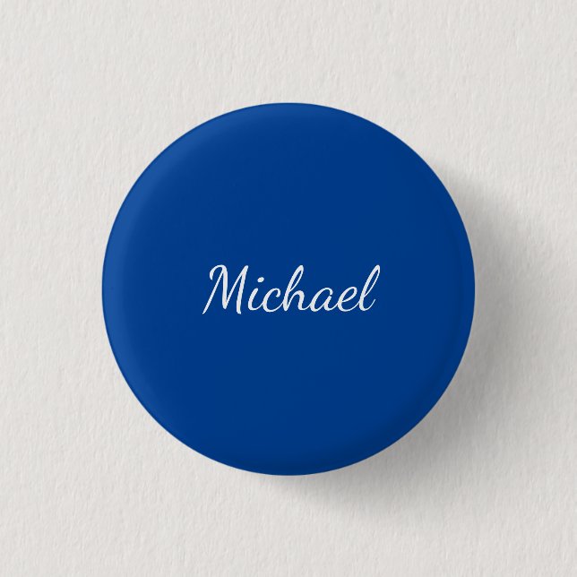 Blue Unique Professional Calligraphy Name 1 Inch Round Button (Front)