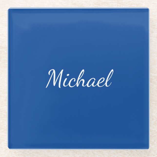 Blue Unique Professional Calligraphy Name Glass Coaster (Front)