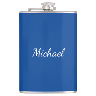 Blue Unique Professional Calligraphy Name Hip Flask