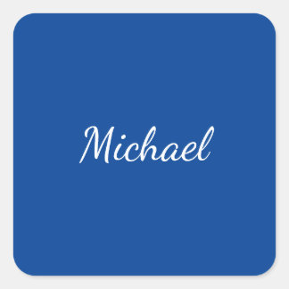 Blue Unique Professional Calligraphy Name Square Sticker