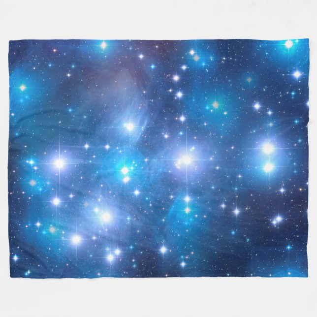 Blue Universe Stars + your ideas Fleece Blanket (Front (Horizontal))