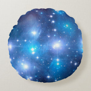 Blue Universe Stars + your ideas Round Pillow