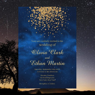 Blue Universe Theme Wedding Invitation