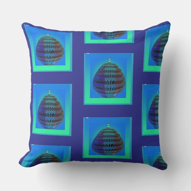 Blue Urn Decorative  Throw Pillow (Front)