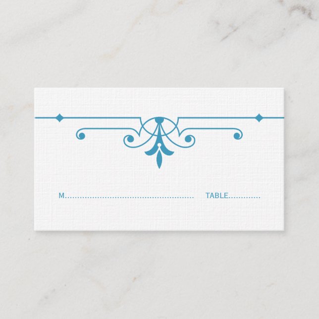 Blue v2 Fancy Ornamental Place Card (Front)