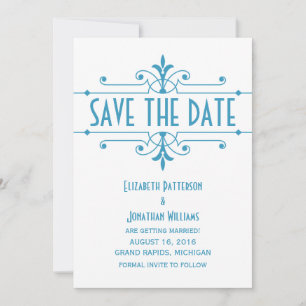 Blue v2 Fancy Ornamental Save the Date Invite