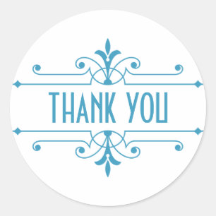 Blue v2 Fancy Ornamental Thank You Stickers