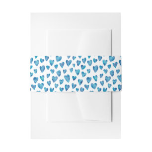 Blue Valentine Heart Belly Band Invitation Belly Band
