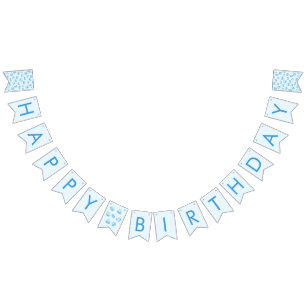 Blue Valentine Hearts Birthday Party Decor Bunting Flags