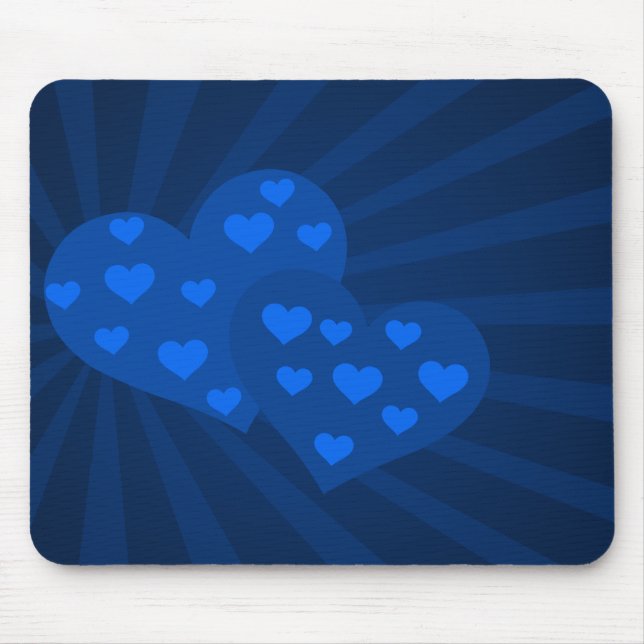 Blue Valentine Hearts Mouse Pad (Front)