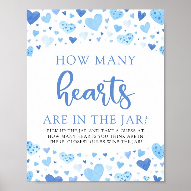 Blue Valentine How Many Hearts Baby Shower Game  Poster (Front)