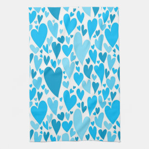 Blue Valentine's coeurs Serviette de cuisine