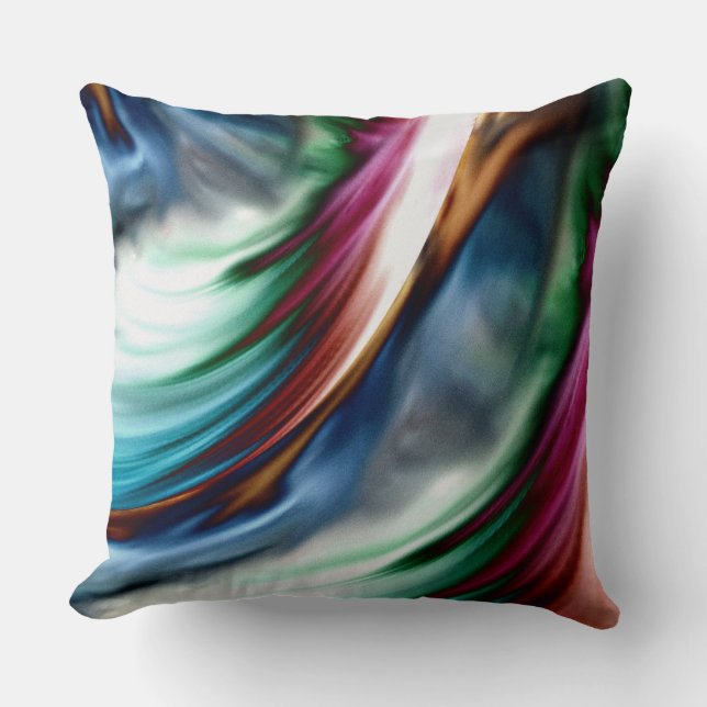 Blue Valley Whirlwind Rainbow Throw Pillow (Front)