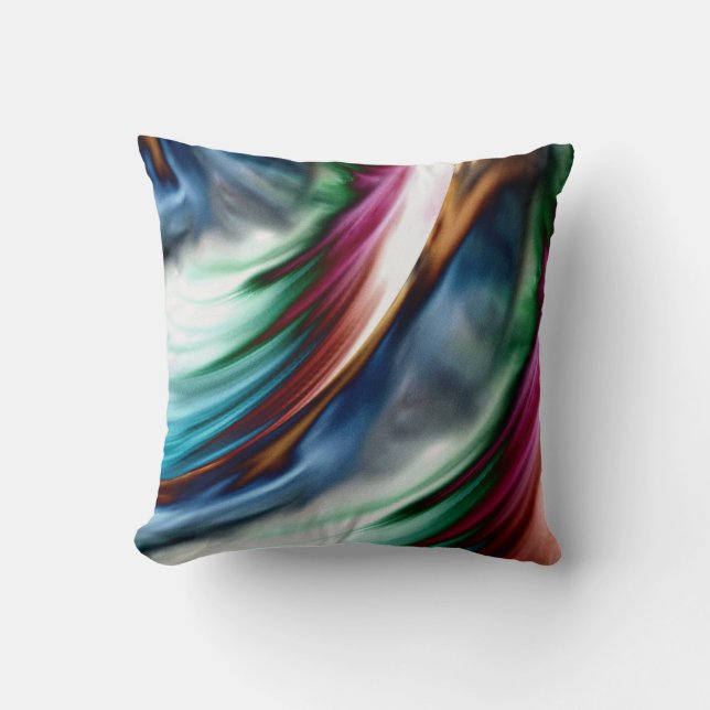 Blue Valley Whirlwind Rainbow Throw Pillow (Front)