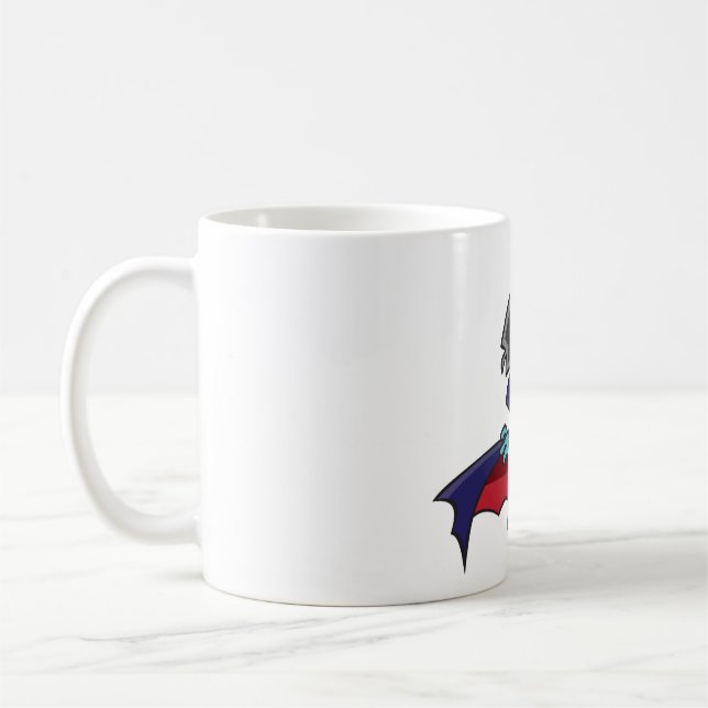 Blue Vampire Boy with Cape Cute Dracula Coffee Mug (Left)