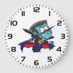 Blue Vampire Boy with Cape Cute Dracula Large Clock
