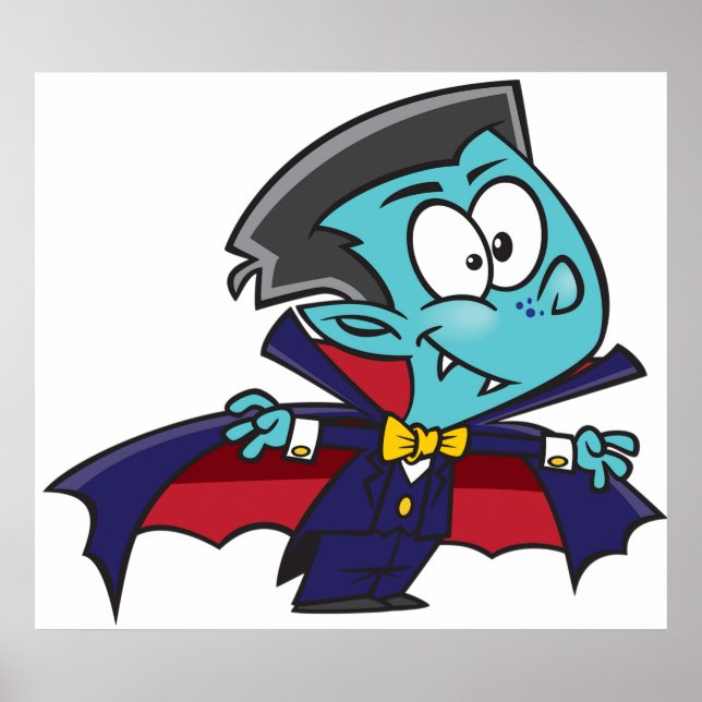 Blue Vampire Boy with Cape Cute Dracula Poster (Front)