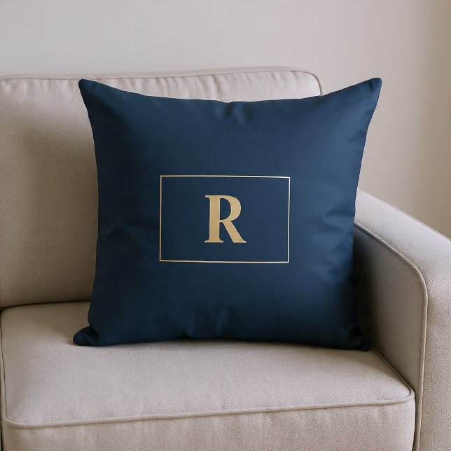 Blue/Vanilla Monogrammed Throw Pillow (Creator Uploaded)