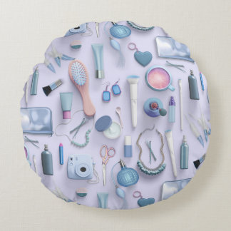 Blue Vanity Table Round Pillow