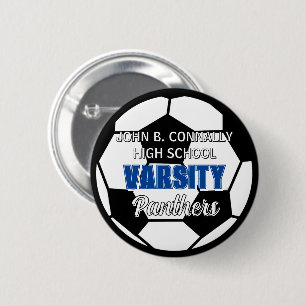 Blue Varsity Soccer Custom High School Spirit 2 Inch Round Button