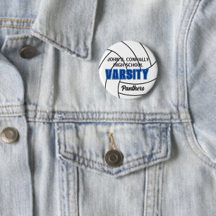 Blue Varsity Volleyball Custom High School Spirit 2 Inch Round Button