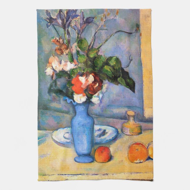 Blue Vase Flowers, Paul Cezanne Kitchen Towel (Vertical)