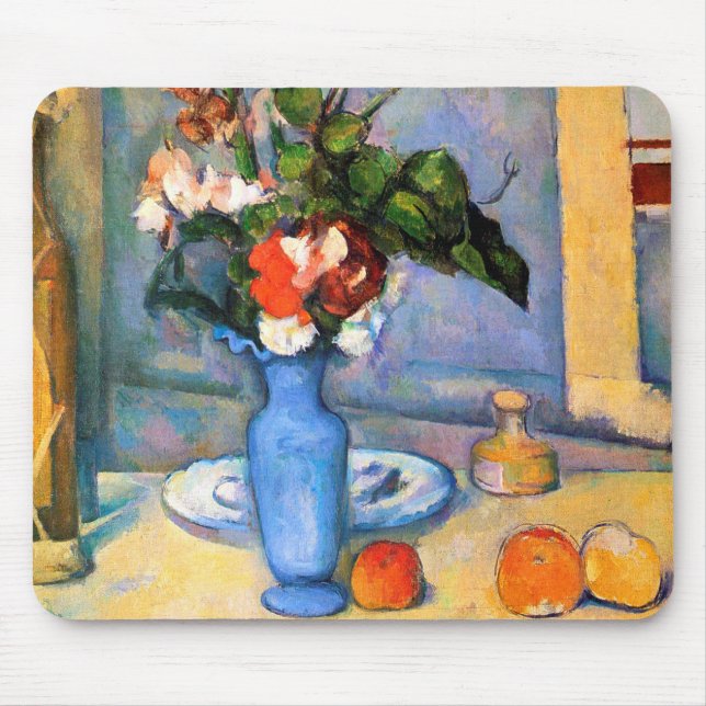 Blue Vase Flowers, Paul Cezanne Mouse Pad (Front)