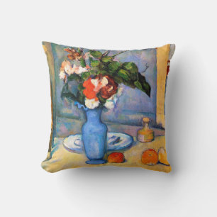Blue Vase Flowers, Paul Cezanne Throw Pillow