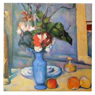 Blue Vase Flowers, Paul Cezanne Tile