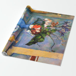 Blue Vase Flowers, Paul Cezanne Wrapping Paper
