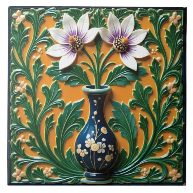 Blue Vase in Bloom Tile (Front)