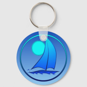 Blue Vector Sailboat Keychain