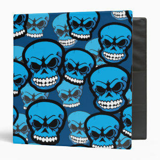 Blue Vector Skull Camo Pattern School Binder
