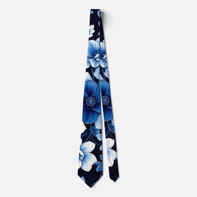 blue velvet blooms tie (Front)