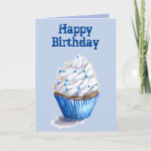 Blue Velvet Cupcake Birthday Card