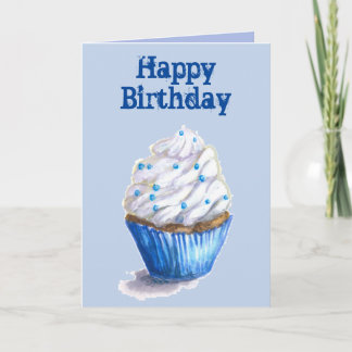 Blue Velvet Cupcake Birthday Card