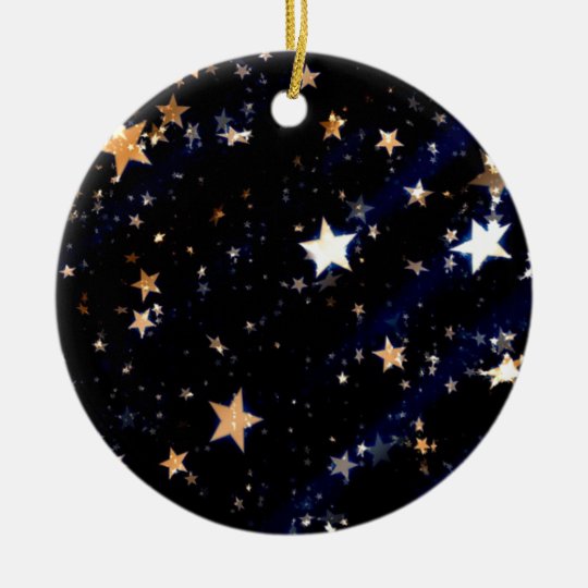Blue Velvet Effect Stars Ceramic Ornament