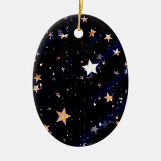 Blue Velvet Effect Stars Ceramic Ornament