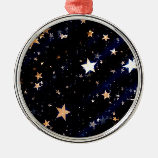 Blue Velvet Effect Stars Metal Ornament