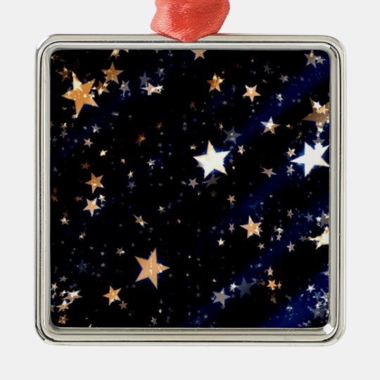 Blue Velvet Effect Stars Metal Ornament