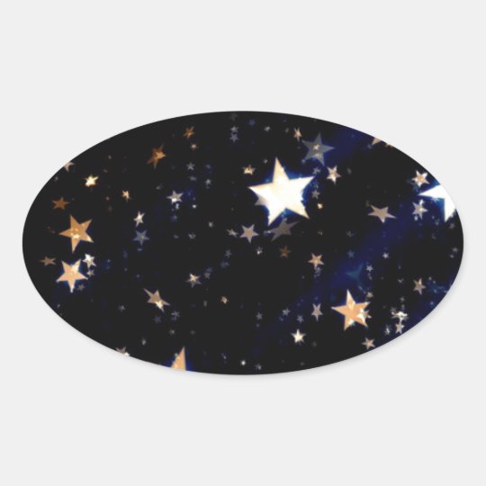 Blue Velvet Effect Stars Oval Sticker