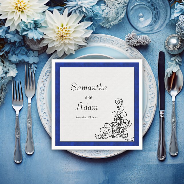Blue Velvet Elegance Wedding  Napkin (Creator Uploaded)