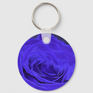 Blue Velvet Rose Keychain