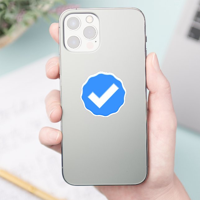 Blue Verified Check Waterproof Vinyl Sticker (Phone)