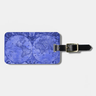 Blue Version Antique World Map J Blaeu 1664 Luggage Tag