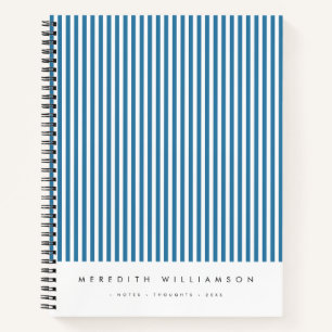 Blue Vertical Stripe Personalized Notebook