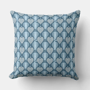 Blue vertical striped pattern with retro heart and throw pillow