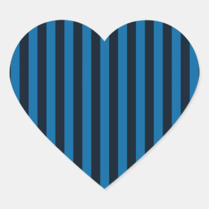 Blue Vertical Stripes Background Customize This! Heart Sticker