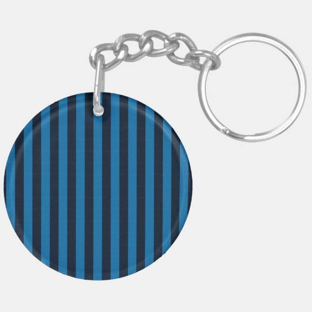 Blue Vertical Stripes Background Decor Keychain (Back Left)